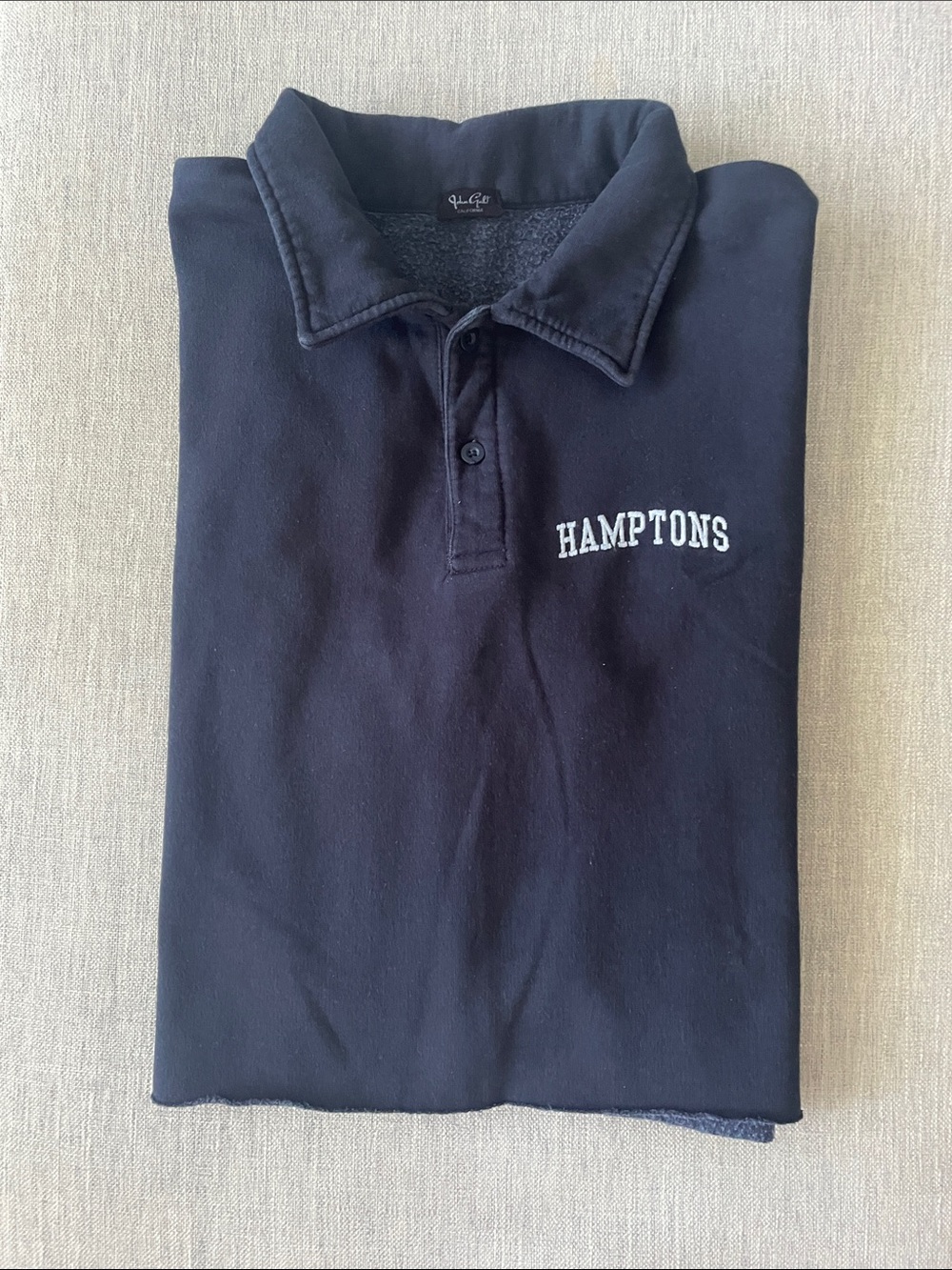 John Galt (Brandy Melville) Oversized Cropped Navy Polo Shirt with Hamptons Logo